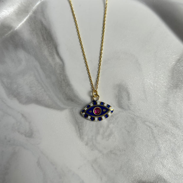 Mineli Göz Kolye-925 Ayar Gümüş