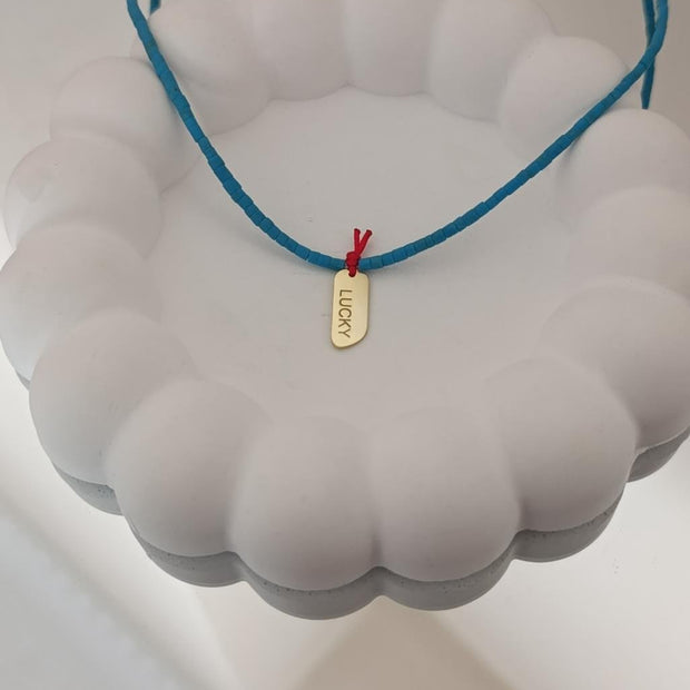 Afgan Boncuklu Plaka Kolye - 925 Ayar Gümüş