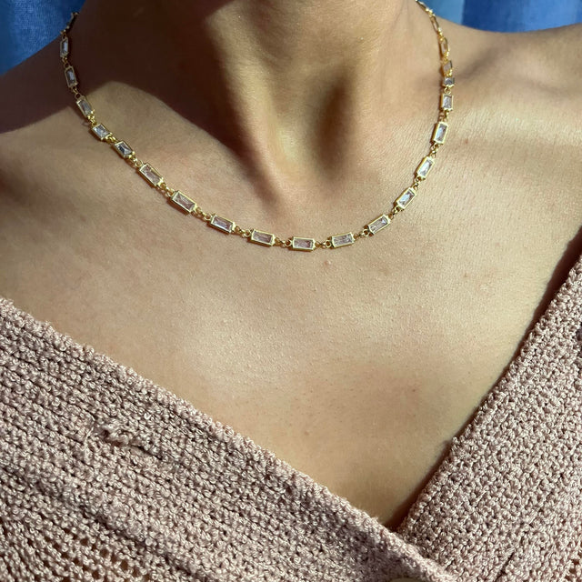 Baget Taşlı kolye-925 Ayar Gümüş