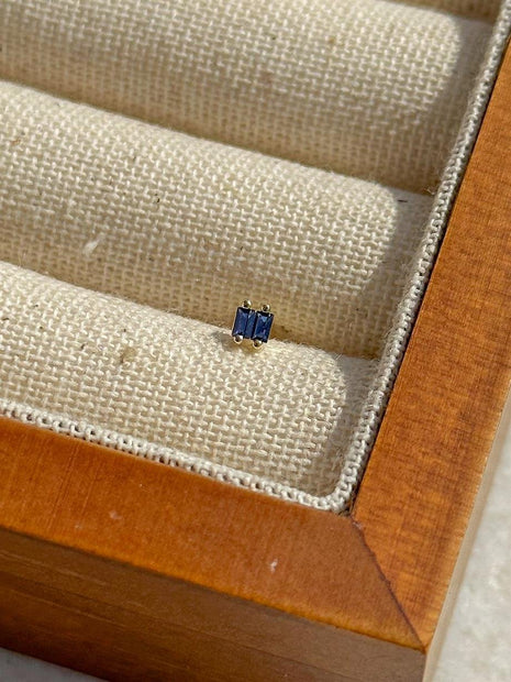 Çift Taşlı Piercing - 925 Ayar Gümüş