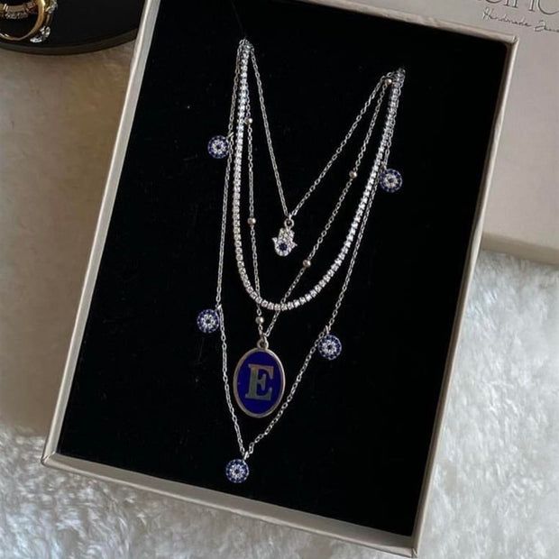 Çoklu Göz Figürlü Kolye - 925 Ayar Gümüş