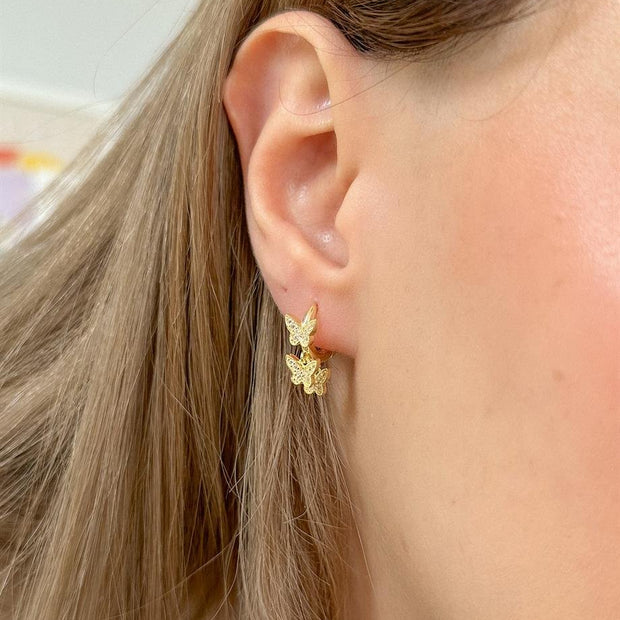 Çoklu Taşlı Kelebek Küpe - Çift - 925 Ayar Gümüş