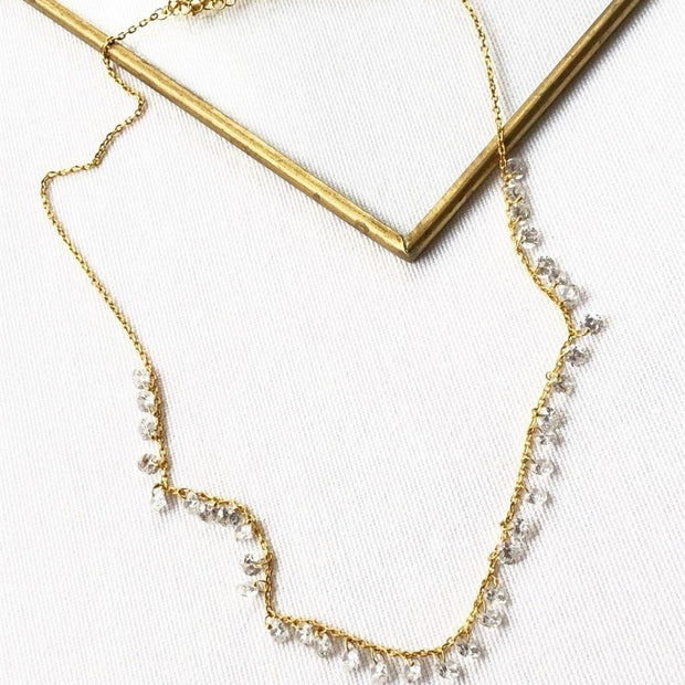 Çoklu Zirkon Taşlı Kolye - Gold - 925 Ayar Gümüş