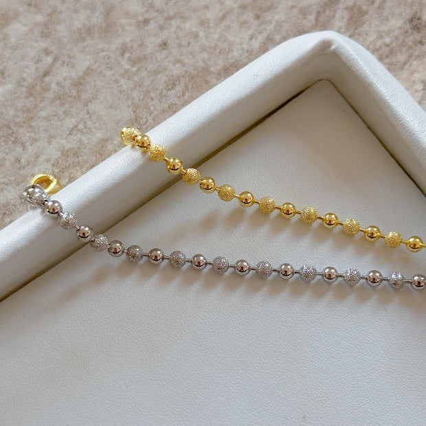 Desenli Top Zincirli Bileklik -  925 Ayar Gümüş