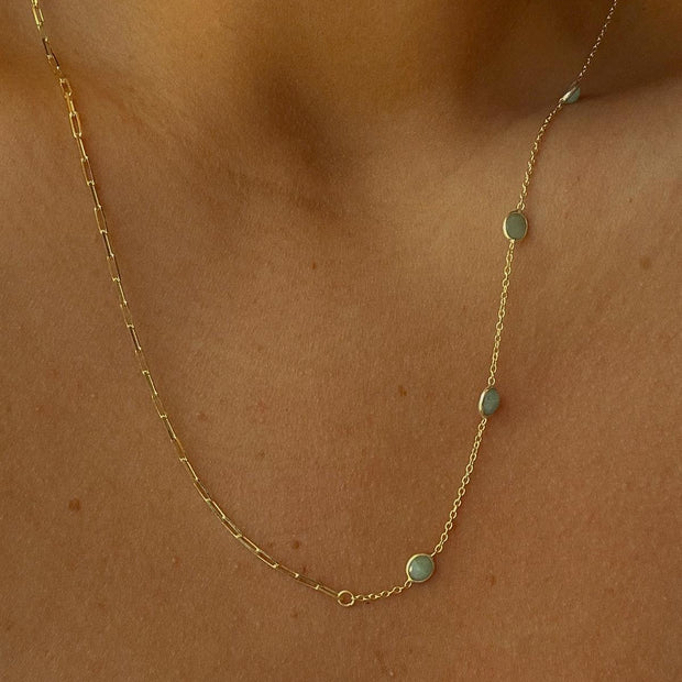 Doğal Taş & Zincir Kolye - 925 Ayar Gümüş