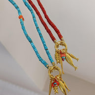 Doğal Taşlı Çoklu Balık Charm Kolye - 925 Ayar Gümüş