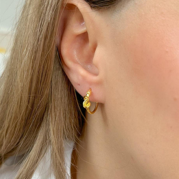 Düğümlü Halka Küpe - Çift - 925 Ayar Gümüş