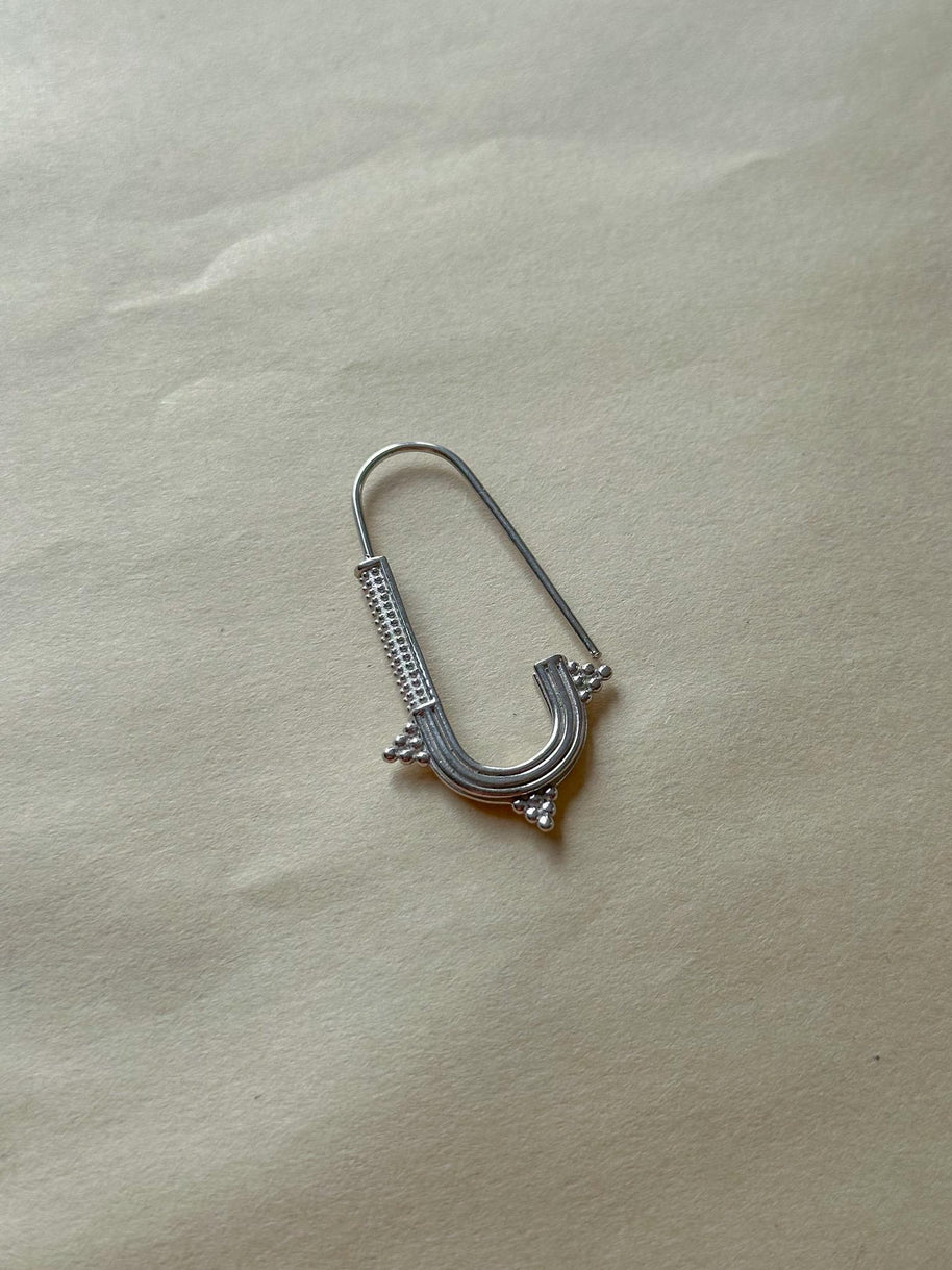 Etnik Çengel Küpe - Tek -  925 Ayar Gümüş