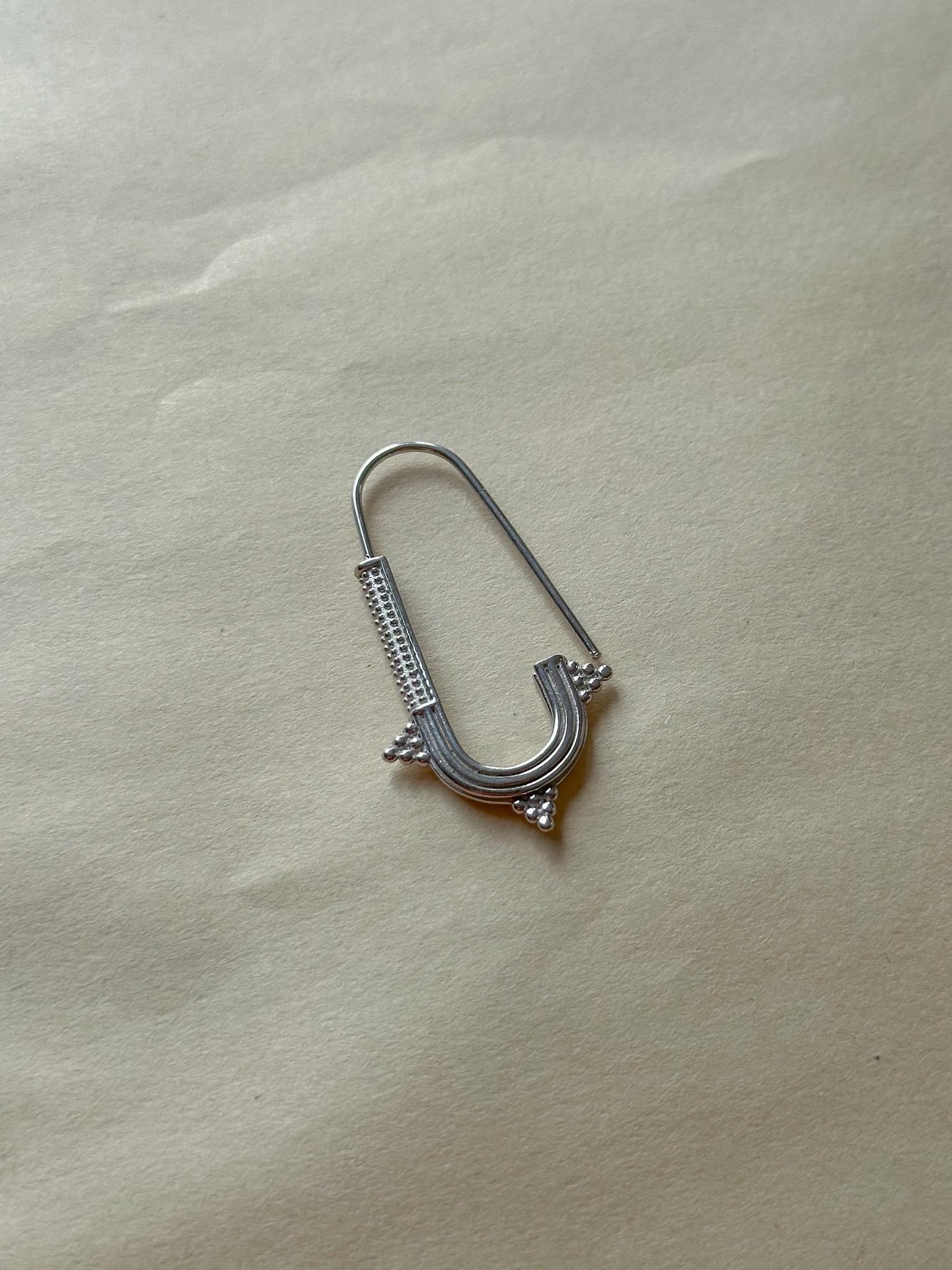 Etnik Çengel Küpe - Tek -  925 Ayar Gümüş