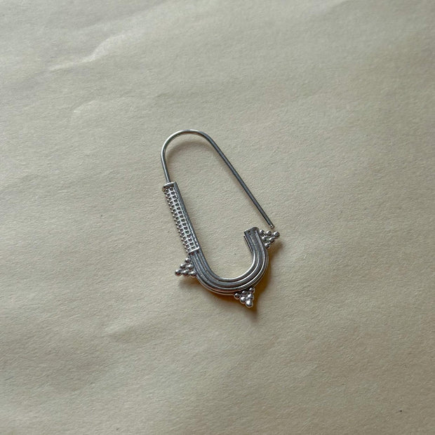 Etnik Çengel Küpe - Tek -  925 Ayar Gümüş