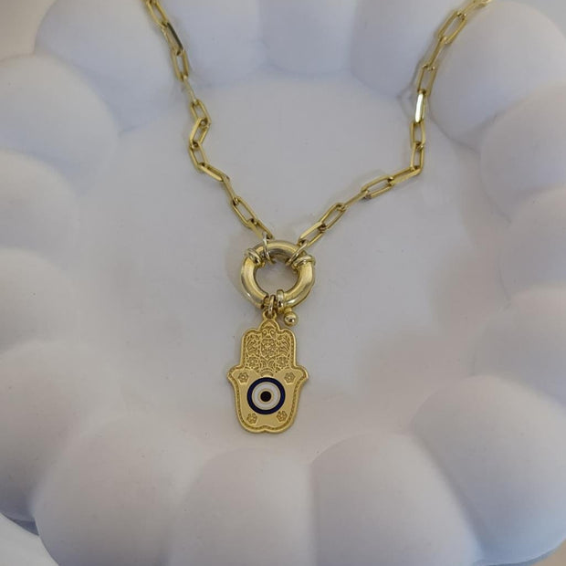 Gemici Kilitli Fatma Ana Kolye - 925 Ayar Gümüş