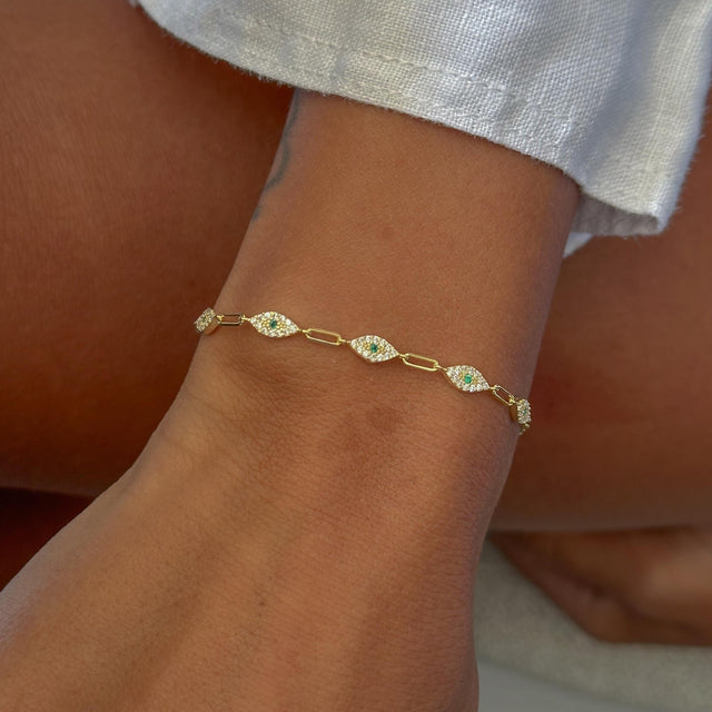 Göz Figürlü Bileklik -  925 Ayar Gümüş