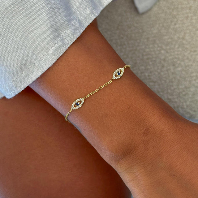 Göz Figürlü Bileklik -  925 Ayar Gümüş