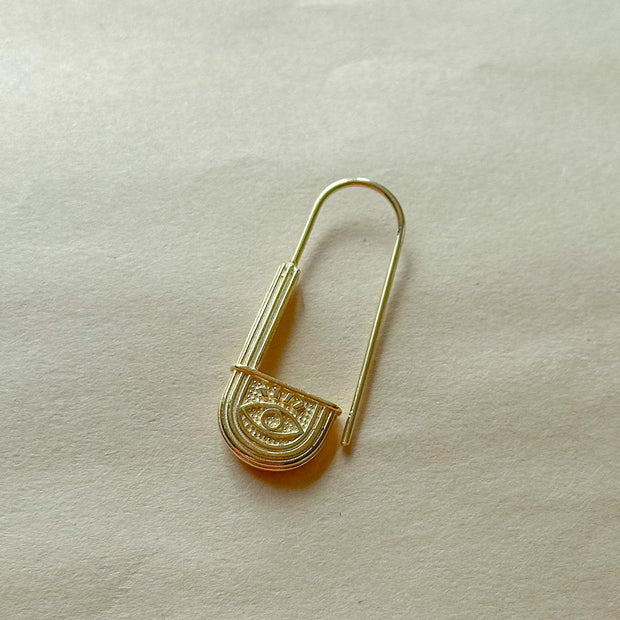 Gözlü Çengel Küpe- Tek -  925 Ayar Gümüş