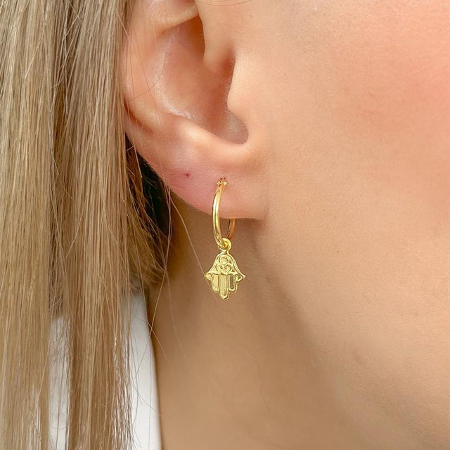 Fatma Ana Eli Halka Küpe - Çift - 925 Ayar Gümüş