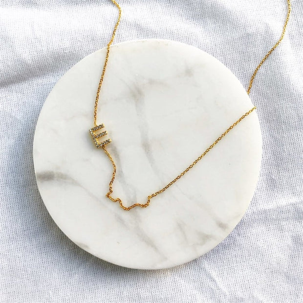 Taşlı Harf Kolye - 925 Ayar Gümüş