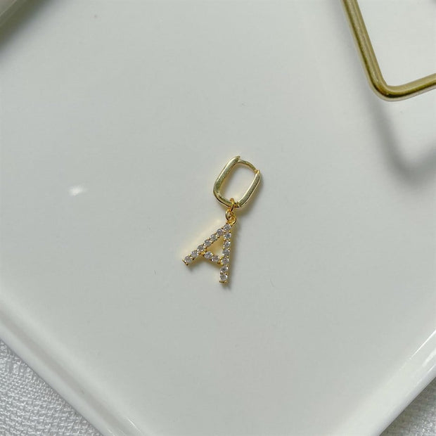 Taşlı Harf Küpe  - Çift - 925 Ayar Gümüş