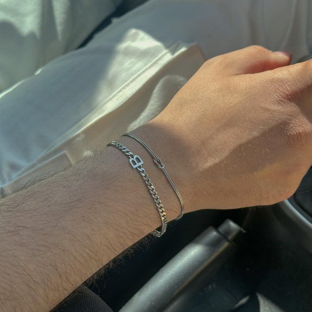 Harfli Kalın Zincir Bileklik -  925 Ayar Gümüş