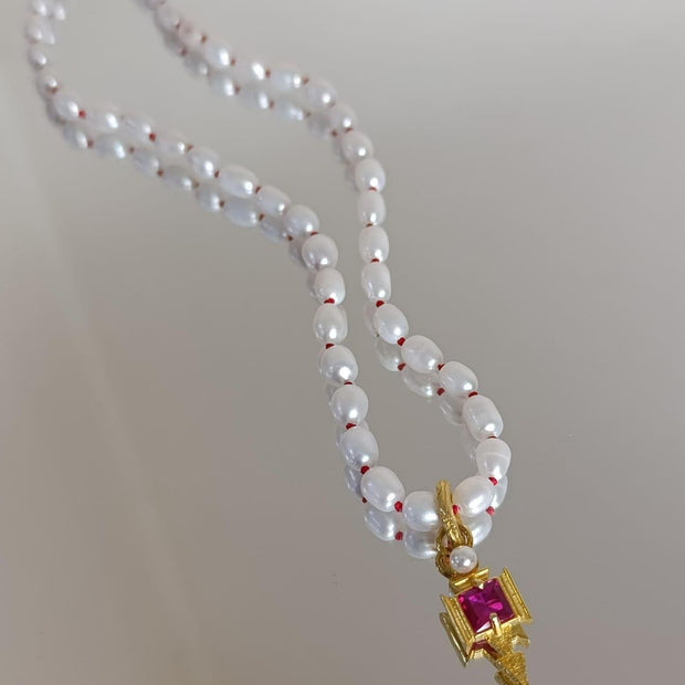 İncili Sembol Kolye - 925 Ayar Gümüş