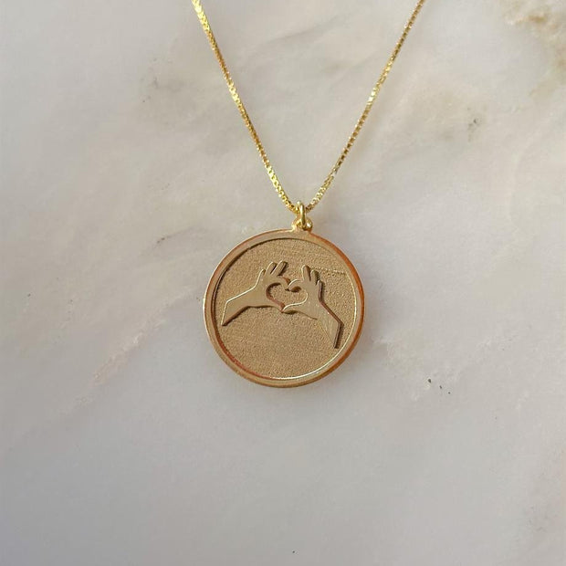 Kalp Emoji Plaka Kolye - 925 Ayar Gümüş