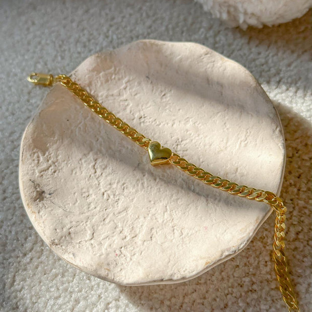 Kalp Figürlü Bileklik  - 925 Ayar Gümüş