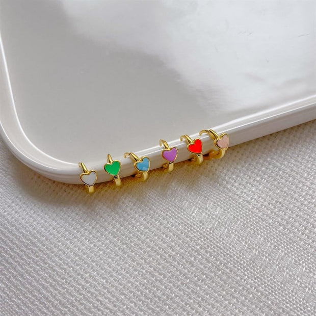 Kalp Figürlü Halka Küpe  - Çift - 925 Ayar Gümüş