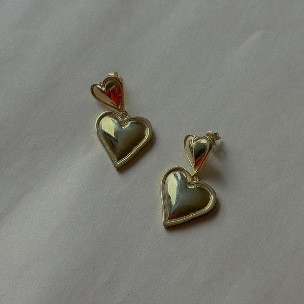 Kalp Figürlü Küpe - Çift -  925 Ayar Gümüş