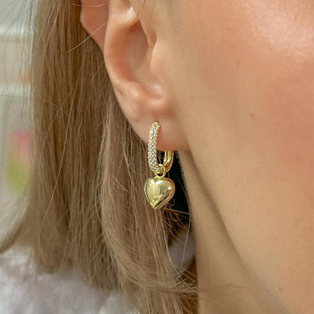 Kalp Figürlü Küpe - Çift - 925 Ayar Gümüş