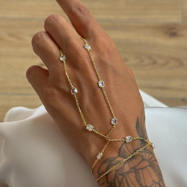 Kare Taşlı Çift Dolama Zincir Şahmeran -  925 Ayar Gümüş