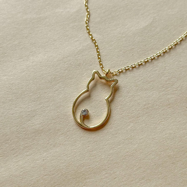 Kedi Figürlü Kolye - 925 Ayar Gümüş