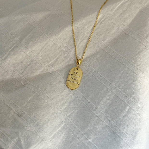 Kendi El Yazın ile Oval Plaka Kolye - 925 Ayar Gümüş