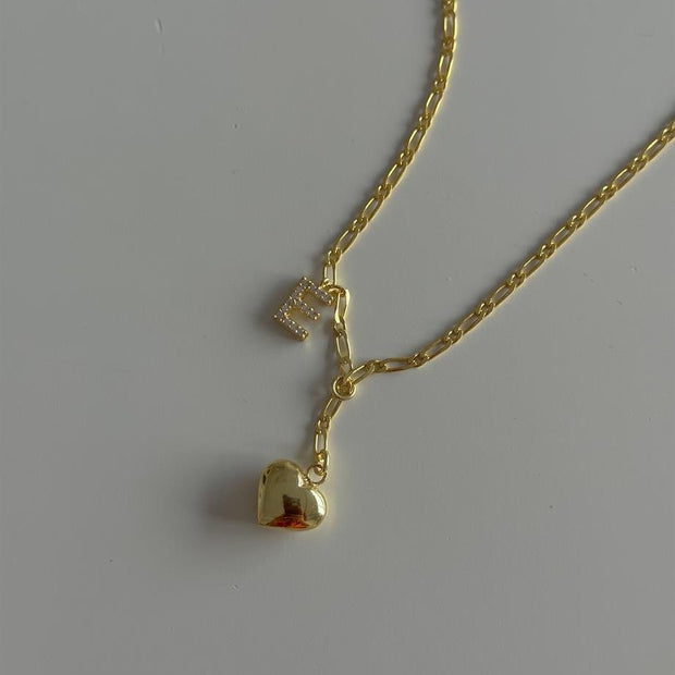 Kişiye Özel Harfli Kalpli Y Kolye - 925 Ayar Gümüş