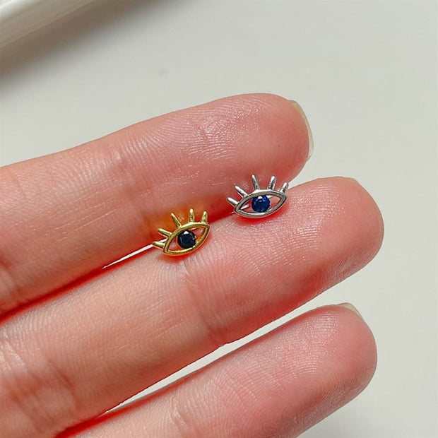 Lacivert Göz Piercing - 925 Ayar Gümüş