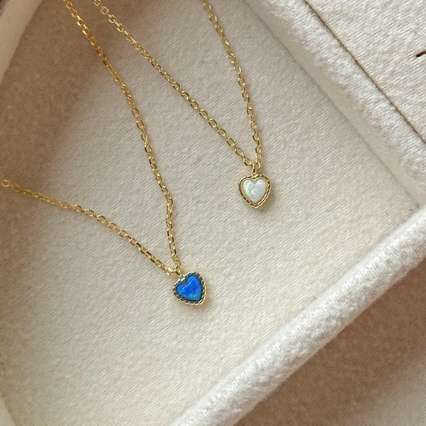 Minik Opal Taş Kolye  - 925 Ayar Gümüş