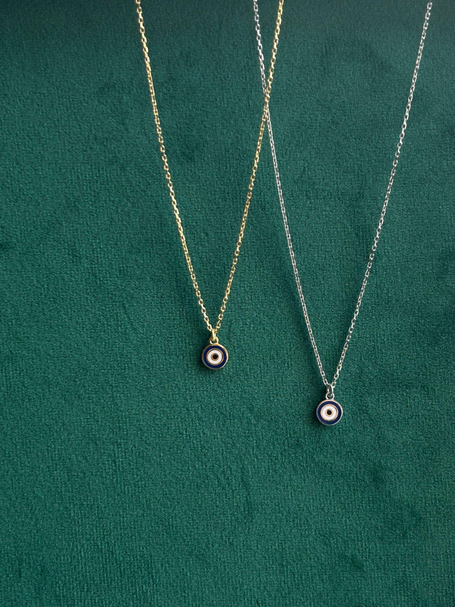 Minimal Nazar Boncuğu Kolye-925 Ayar Gümüş
