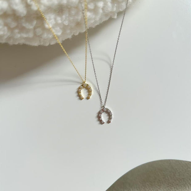 Taşlı Nal Kolye - 925 Ayar Gümüş