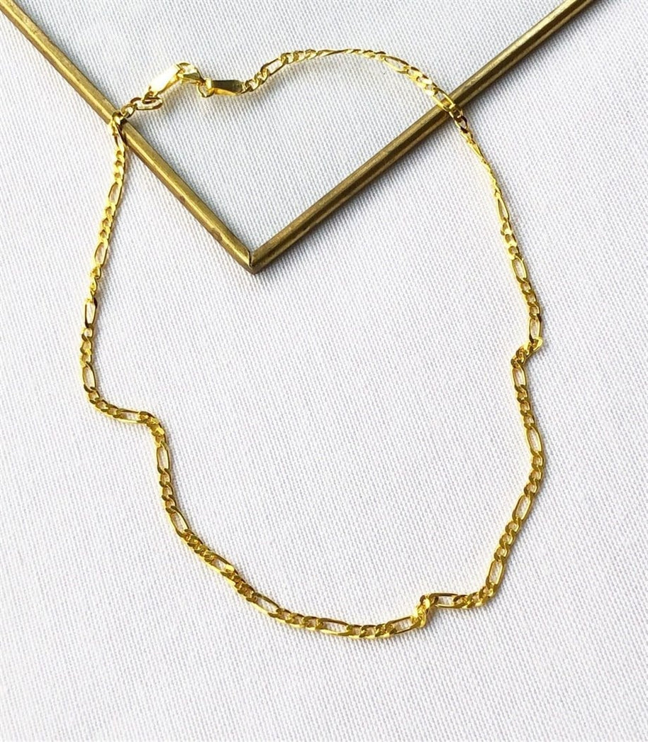 Nostaljik Boyfriend Zincir Kolye - Gold - 925 Ayar Gümüş