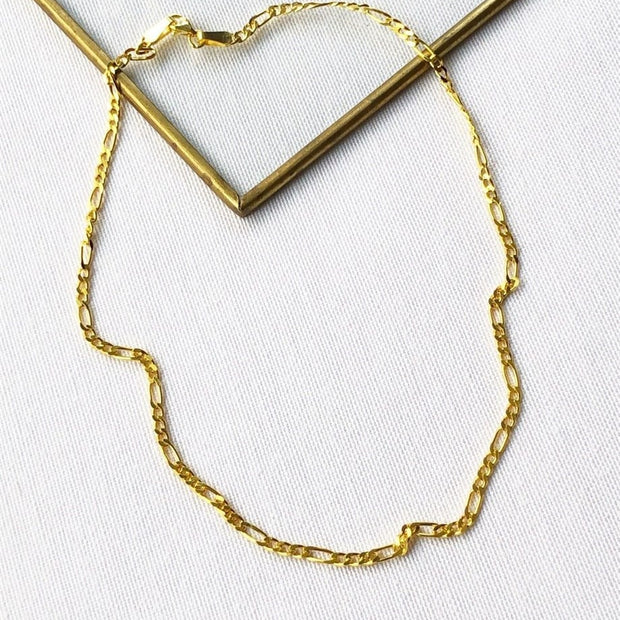 Nostaljik Boyfriend Zincir Kolye - Gold - 925 Ayar Gümüş