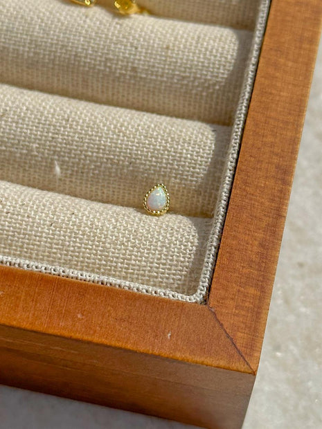 Opal Damla Taşlı Piercing - 925 Ayar Gümüş