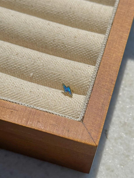 Opal Taşlı Piercing - 925 Ayar Gümüş