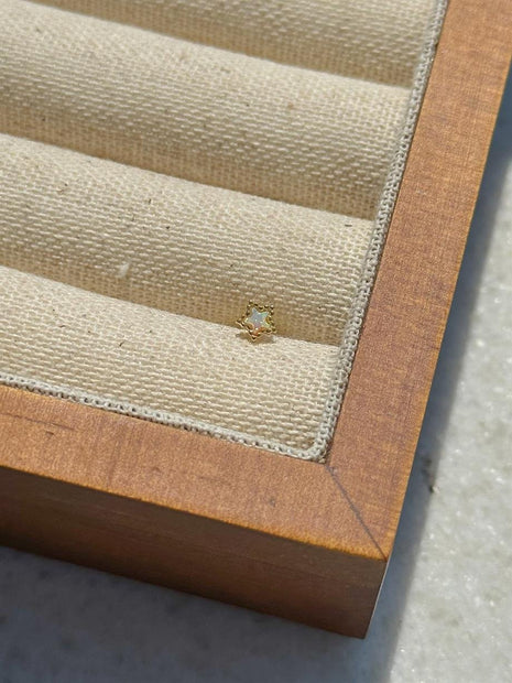 Opal Taşlı Piercing - 925 Ayar Gümüş