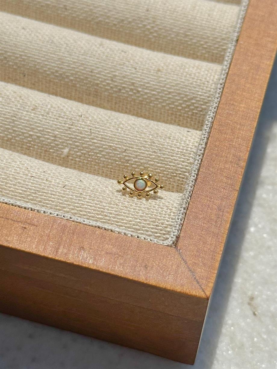 Opal Taşlı Piercing - 925 Ayar Gümüş