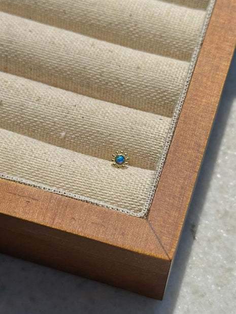 Opal Taşlı Piercing - 925 Ayar Gümüş