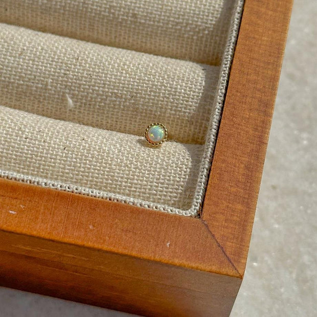 Opal Taşlı Piercing - 925 Ayar Gümüş