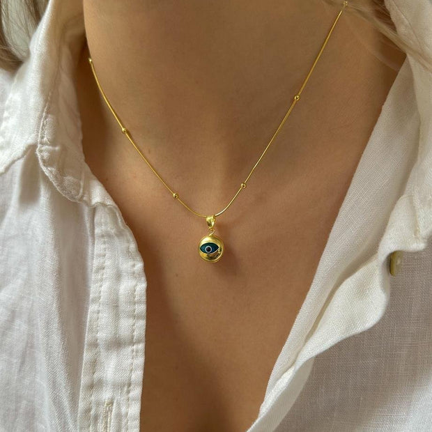 Oval Göz Figürlü Kolye - 925 Ayar Gümüş