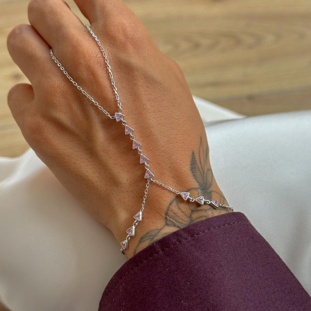 Pembe Üçgen Taşlı Şahmeran -  925 Ayar Gümüş