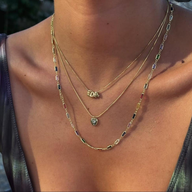 Renk Baget Taşlı Kolye - 925 Ayar Gümüş