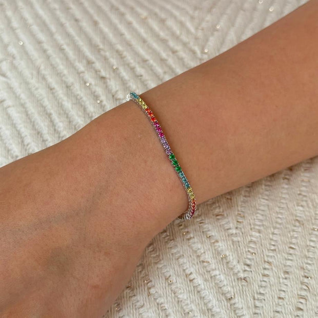 Renkli Suyolu Bileklik - TEK  - 925 Ayar Gümüş