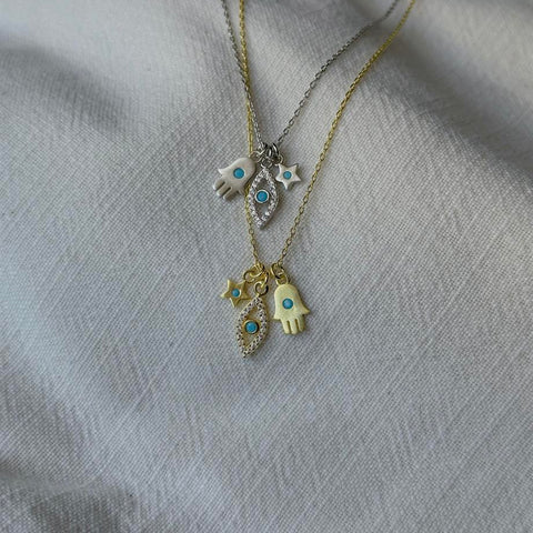 3 Charmlı Şans Kolye - 925 Ayar Gümüş