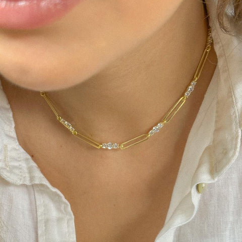 3 Taşlı Choker Kolye - 925 Ayar Gümüş